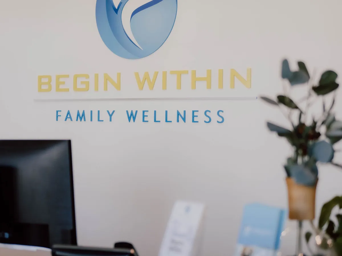 The reception desk at Begin Within Family Wellness